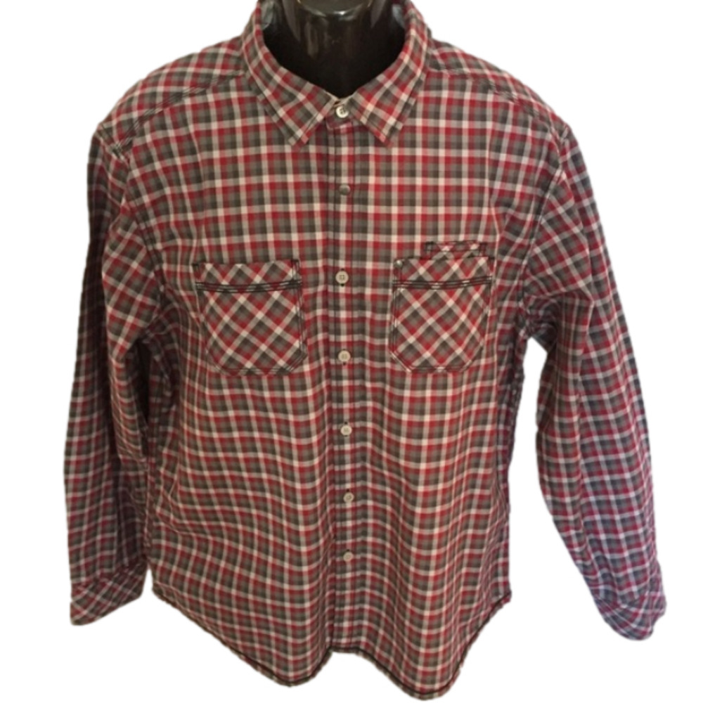Plaid Mens Shirt LS Button Front Sz XL